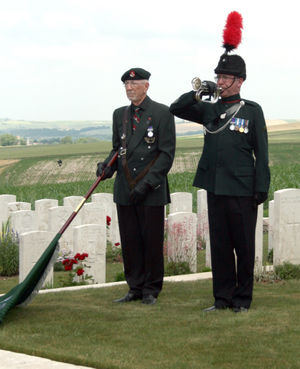 The Last Post is sounded on Bligny Hill during commemorative events there on the exact anniversary
