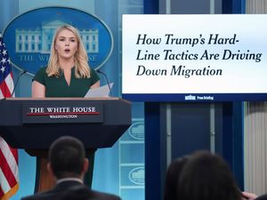 White House press secretary Karoline Leavitt speaks during a press briefing at the White House in Washington