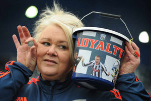 Organiser Debbie Green collects money outside the Hawthorns