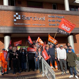 A previous GMB protest by Serco refuse workers outside Sandwell Council House.