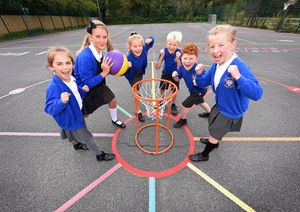 The playground has been re-painted and new equipment installed