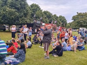 The community enjoying the stage programme at Summerfest