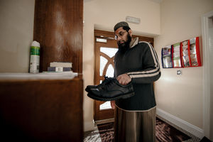 Imam Sohayb Peerbhai at the entrance of the mosque