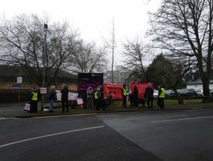 The picket line at the university's Walsall campus