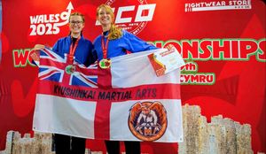 Emma and Amber on the winners podium