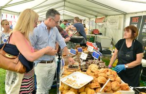 Visitors sampling cakes at the Shrewsbury Food Festival