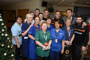 The players meet staff on the Oncology Ward