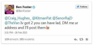Ben Foster's tweet in response to Craig's appeal