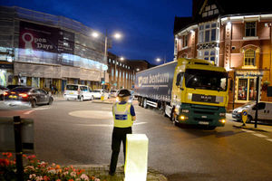 Police were on hand to direct traffic