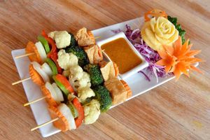 Stick with it – the satay jay with a selection of marinated vegetables