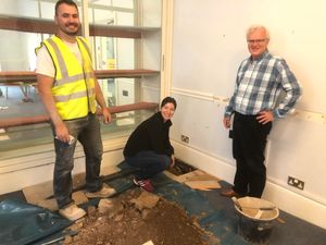 Sam Mansell, of CL Morris building and roofing contractor), Eleana Savvidi, of Morph Structure, and Gareth Williams, chairman of Ludlow Assembly Rooms