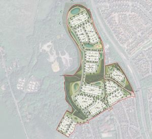 Plans for the site off Arleston Lane. Photo: AtkinsRéalis/Telford & Wrekin Council and Homes England