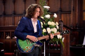 Daniel Morris performs during the service