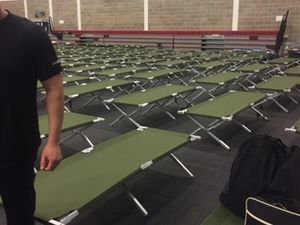 Supporting image for story: Policing Donald Trump: hundreds of officers forced to sleep in sports hall during President's visit