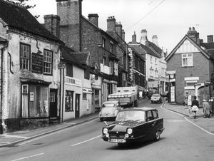 A Regal 21E escaping from the market day traffic in Market Drayton in 1972.