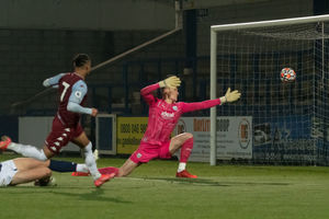 Aston Villa's Cameron Archer putting the ball 8nto the net past West Bromwich Albion keeper  Ted Cann