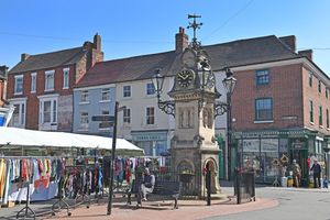 The well-known clock tower in Market Place