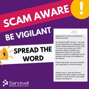 Sandwell Council issue warning after scam texts