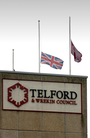 A rare appearance of the Union Jack, flying at half mast on the death of the Queen Mother in March 2002.