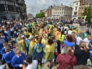 Supporting image for story: Hundreds of pupils sing in Wolverhampton city centre performance