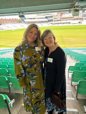 Caroline Morgan from the NSPCC with Julie Otter at the Oval in London. 