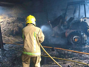 Supporting image for story: Blaze wrecks farm building near Whitchurch