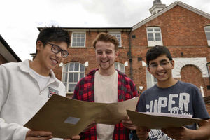 Adams Grammar School, Newport - Nathan Wong, 18, from Shrewsbury, with 3A*, William McCartney, 18, from Shrewsbury, with A* 2A and Utsav Nanda, 18, from Stoke, with 3A*