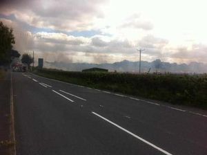 The fire which closed the road