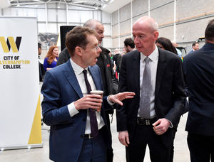 Andy Street and Pat McFadden at the new Electric Vehicle and Green Technologies Centre, Wednesfield