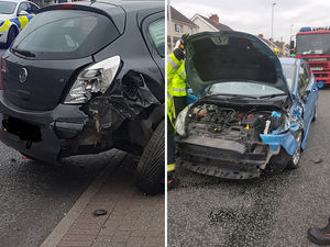 Supporting image for story: Wolverhampton's Willenhall Road closed after three cars and van crash