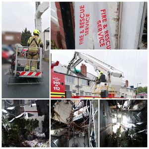 Images compiled by Oldbury Police officers showcase the firefighting operation and the cannabis plants found inside. Image: Oldbury Police/Twitter