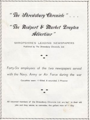 An advert placed by book printer and local newspaper publisher is reproduced in the booklet being released by Hadley & Leegomery Parish Council
