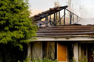 The fire ripped through the roof of the bungalow