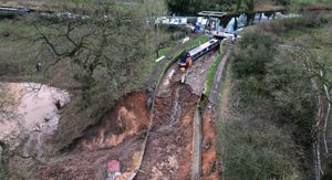 The collapsed section of the Llangollen Canal in Whitchurch pictured on Monday (December 29), a week after the incident. Photo: Tim Thursfield