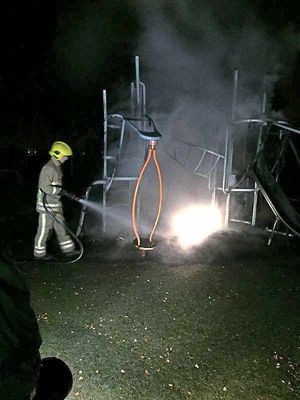 Firefighters tackled the blaze at the play area earlier this month