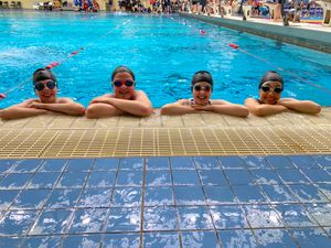 Delighted with their success, 12-year old Holy Trinity students Sam Persich, Jorja Wright, Charlotte Rayner-Hall and Lottie Bates.