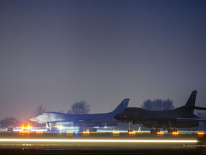 Supporting image for story: US air force planes land at RAF Fairford after dozens join anti-war protest at UK base