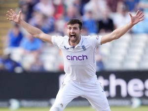 Mark Wood appeals for a wicket