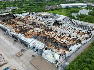 Supporting image for story: Watch: Scene at fire-hit Cannock warehouse two weeks on