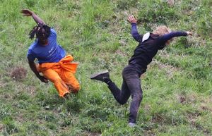 Contestants take part the annual Cheese Rolling Race at Coopers Hill in Brockworth, Gloucestershire this Bank Holiday Monday. May 26 2025.