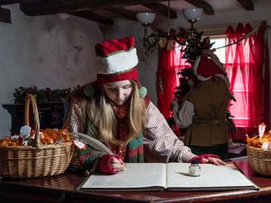 Elves in a Christmas grotto at Blists Hill Victorian Town