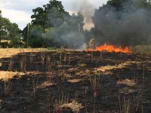 Supporting image for story: Bridgnorth firefighters tackle grass blaze after bonfire spreads