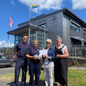The presentation party outside Shrewsbury Fire Station