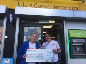 Lynette Williams with Julie Kaur with a cheque for £2,500 for the Georgia Williams Trust