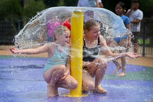 Cooling down in Telford's Town Park.
