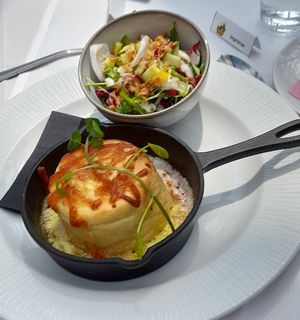 Double Bakes souffle with salad