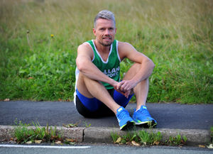 Lee Bailey from Stafford has completed a full marathon around the town to raise funds for MacMillan Cancer Support and in memory of his girlfriend Naomi, who died of Hodgkins Lymphoma