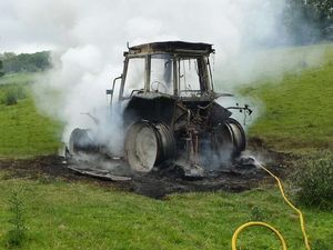 Supporting image for story: Tractor destroyed by fire near Telford