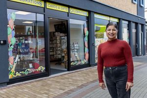 Celebrations owner Verendra Hayre outside the new unit at 10-12 Limes Walk.