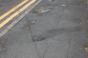 Gorsemoor Road in Cannock in Staffordshire is melting down in the heatwave. The highways authority has temporarily closed the road, and has been out on Saturday to treat it .
